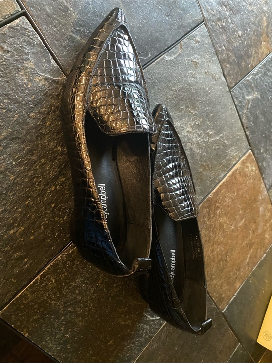 Jeffrey Campbell Shoes - Black Croc-Embossed Leather Loafers for Women